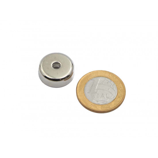 Fixador Magnético Ø20 x 7 mm furo escareado Fixador Magnético Ø20 x 7 mm furo escareado
