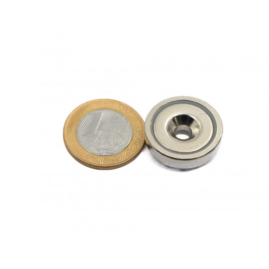 Fixador Magnético Ø25 x 6 mm com furo escariado Fixador Magnético Ø25 x 6 mm com furo escariado