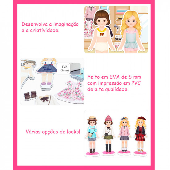 Boneca Magnética com roupas e acessórios Boneca Magnética com roupas e acessórios