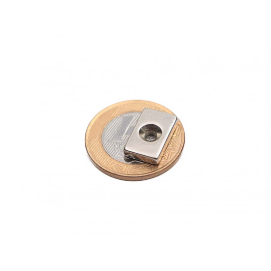 Ímã de neodímio bloco 16 x 10 x 3 mm c/furo M3 - N42 Ímã de neodímio bloco 16 x 10 x 3 mm c/furo M3 - N42
