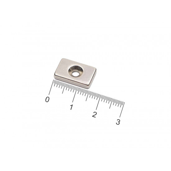 Ímã de neodímio bloco 16 x 10 x 3 mm c/furo M3 - N42 Ímã de neodímio bloco 16 x 10 x 3 mm c/furo M3 - N42