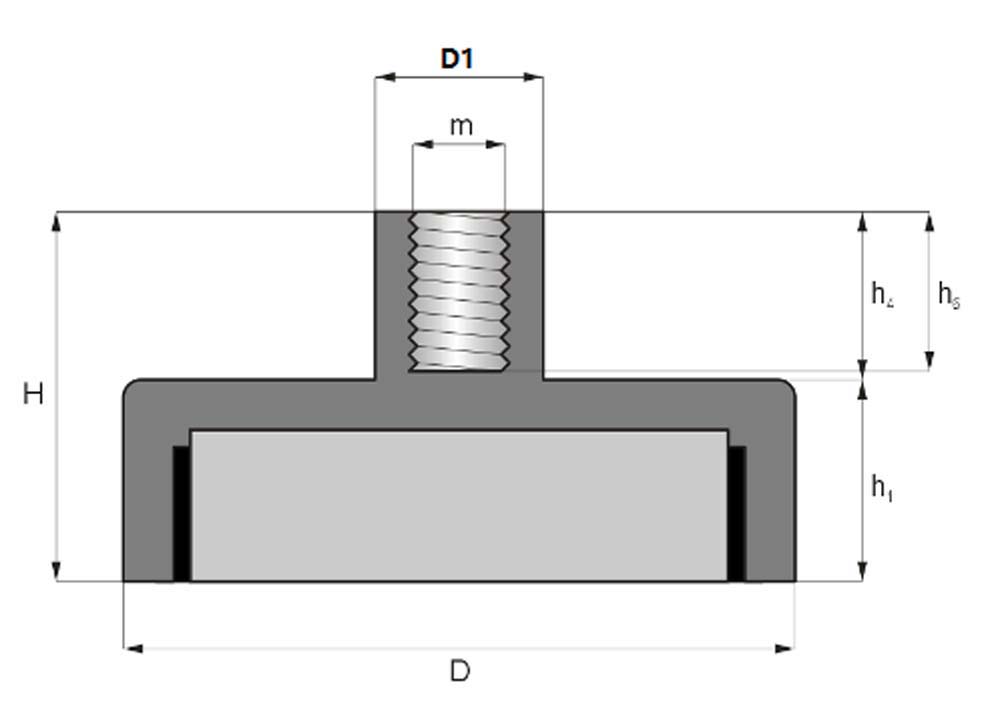 Fixador magnético com rosca interna M4